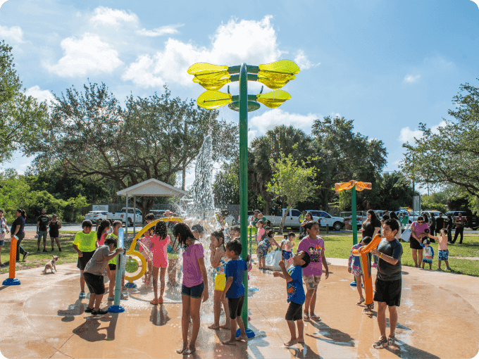 Families gathered at a community event in Weslaco