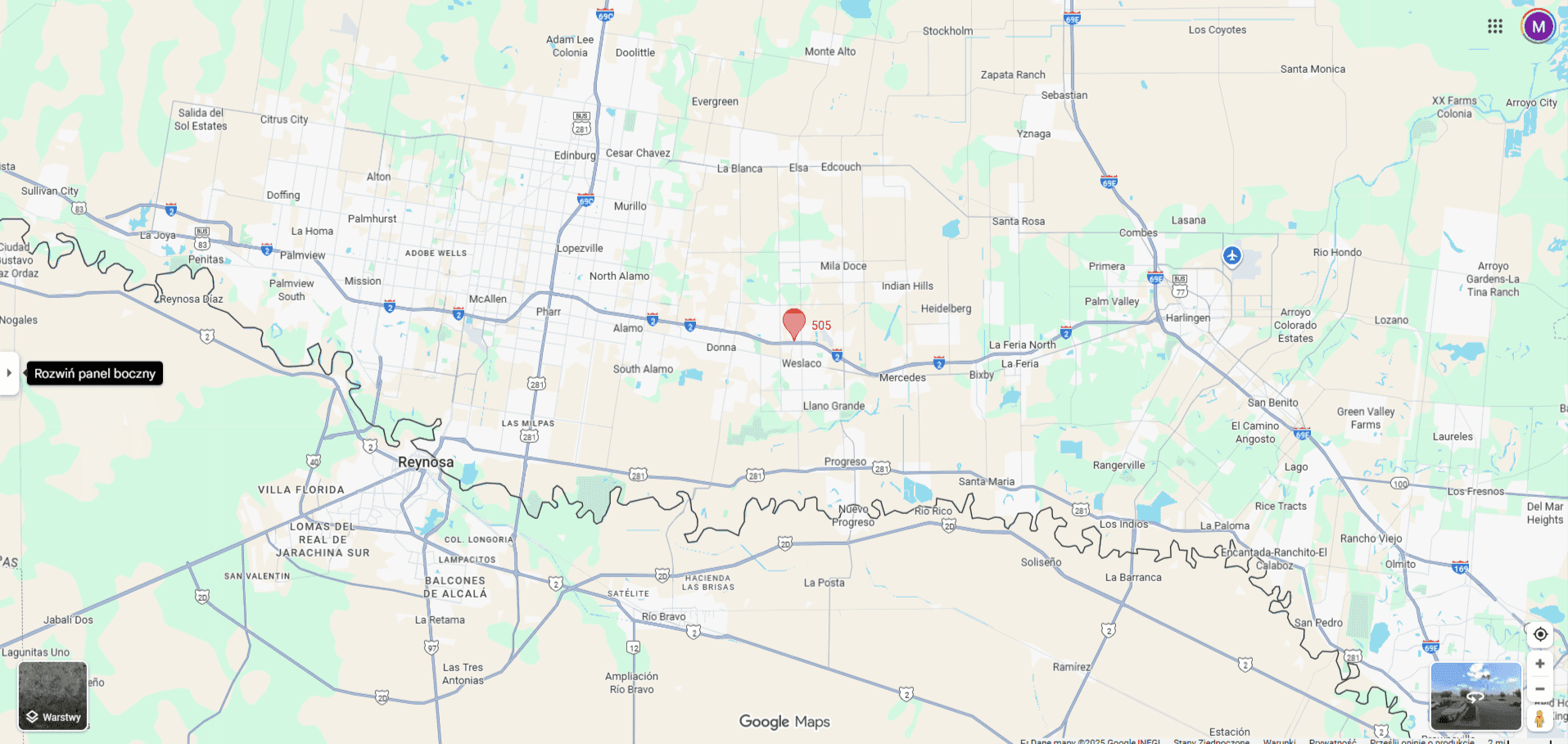 Map of Weslaco available sites